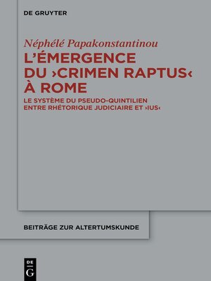 cover image of L'émergence du ›crimen raptus  à Rome
